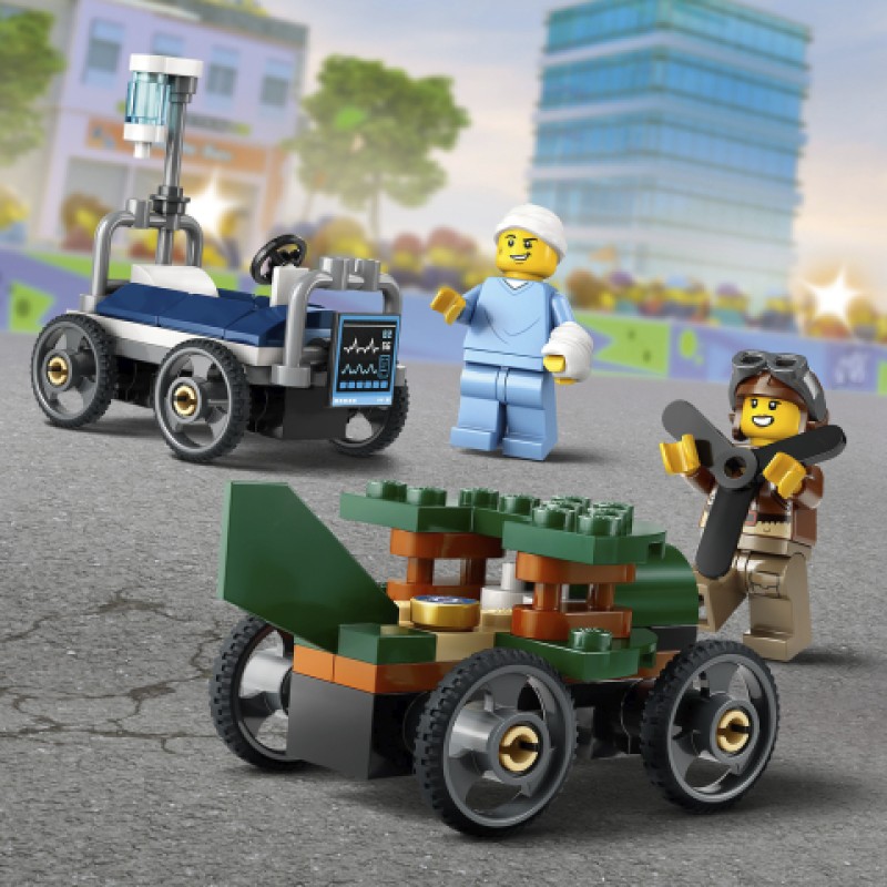 LEGO City 60459 Lėktuvo ir ligoninės lovos lenktynės